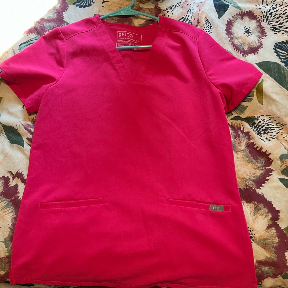 Shocking Pink Figs Casma Scrub Top